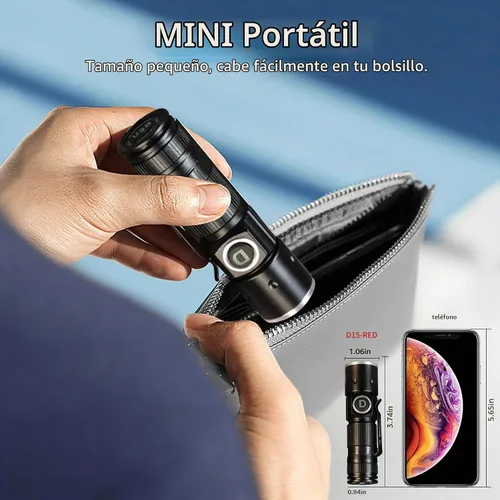 Vista 5 de DARKDAWN Linterna de Luz Roja Recargable USB, Mini Linternas LED de Luz Roja Enfoque Ajustable, Linterna Portátil con Clip de Bolsillo para Pesca