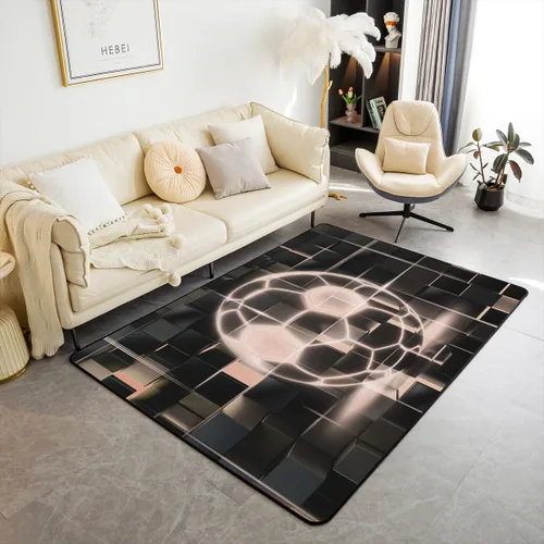 Vista 31 de Erosebridal Tapete de fútbol para interiores de 3 x 5 pulgadas, alfombra de fútbol neón para niños, adolescentes, hombres, brillantes, geométricas