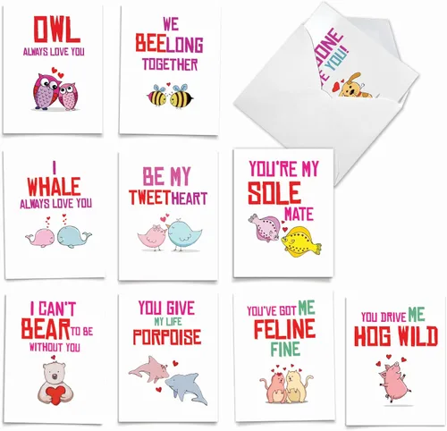 Vista 11 de The Best Card Company - Juego de 10 divertidas tarjetas de notas de humor en blanco surtidas de 4 x 5.12 pulgadas con sobres para jugar con palabras