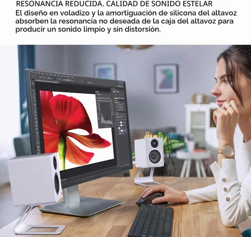 Vista 7 de Kanto SE2 Soportes elevados para altavoces de escritorio para altavoces pequeños - 2 unidades (negro)