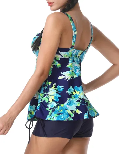 Vista 3 de Septangle - Trajes de baño tankini de talla extragrande para mujer tankini de dos piezas con estampado de cachemira