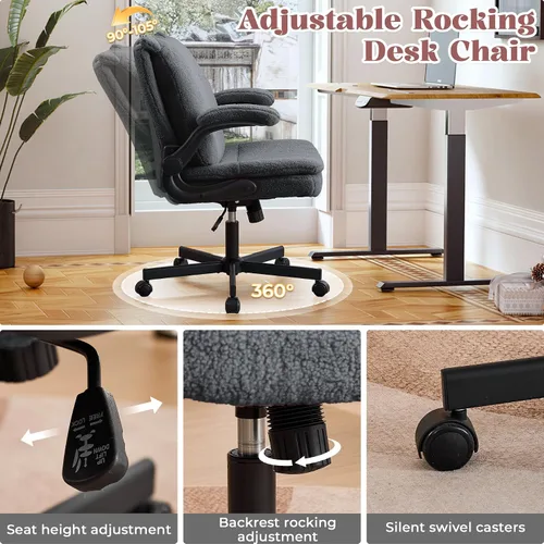 Vista 6 de IPKIG Criss Cross - Silla de oficina con ruedas y brazos abatibles, forro Negro