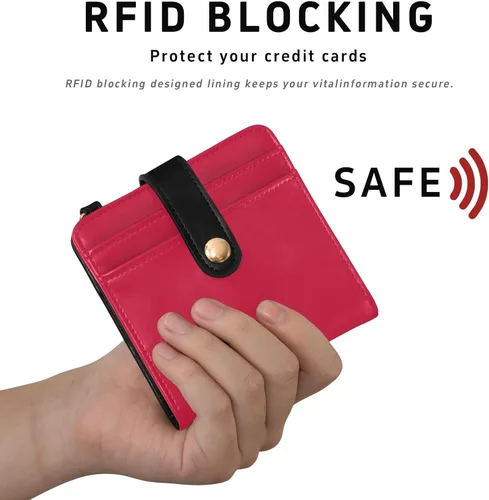 Vista 4 de ODAWA RFID Wallet Slim Crimson Foldable Wallet with 7 Card Slots