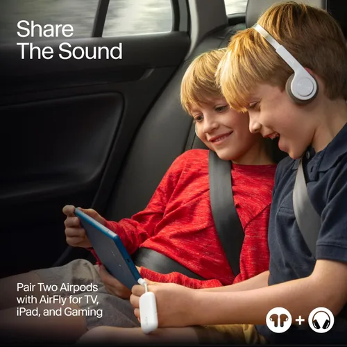 Vista 6 de Twelve South AirFly Pro Adaptador Transmisor/Receptor Bluetooth Inalámbrico para 2 Auriculares, Compartir Audio, Compatible con Jack Auxiliar
