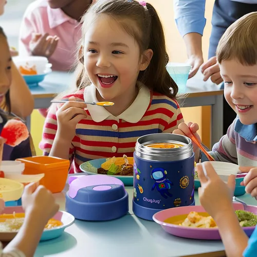 Vista 5 de Termo de sopa de 15 onzas para comida caliente para niños, tarro de comida aislado con cuchara, recipiente térmico para almuerzo, boca ancha vacío