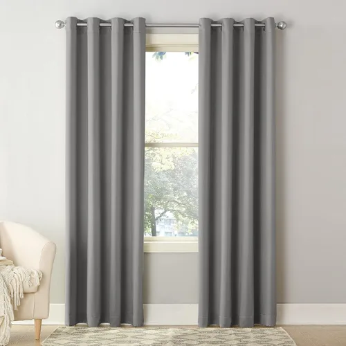 Vista 9 de Sun Zero Barrow - Juego de 2 paneles de cortinas con ojales, ahorro de energía, gris acero, 54 pulgadas de ancho x 63 pulgadas de largo (2 paneles)