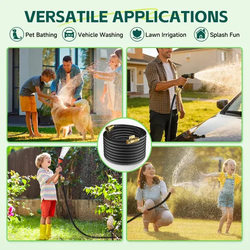 Vista 6 de Manguera de jardín de 25 pies – Manguera de agua ligera y flexible, tela a prueba de fugas y no expandible con válvula de cierre para jardín, riego
