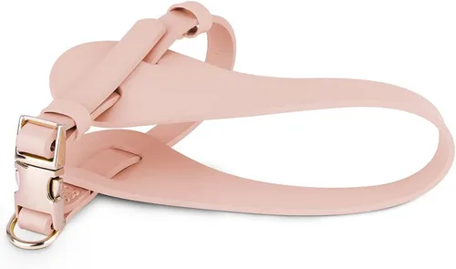 Vista 7 de Arnés de cuero de microfibra para perro mediano, arnés para perro sin tirones, fácil de llevar, impermeable, correas de doble capa, herrajes