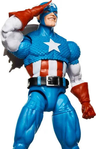 Vista 3 de Marvel Legends Series Capitán América, Avengers Retro Marvel Comics Secret Wars Figura de acción coleccionable de 6 pulgadas con escudo