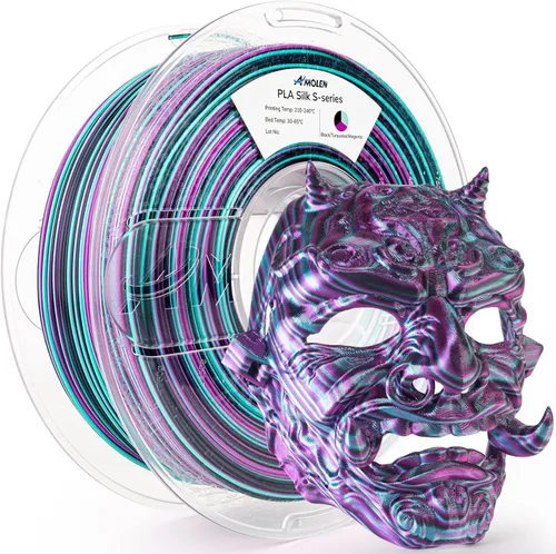 Vista 30 de AMOLEN Filamento PLA de Seda para Impresora 3D, Filamento PLA Kingfisher Rainbow Multicolor Brillante 1.75mm, Filamento de Impresión 3D PLA