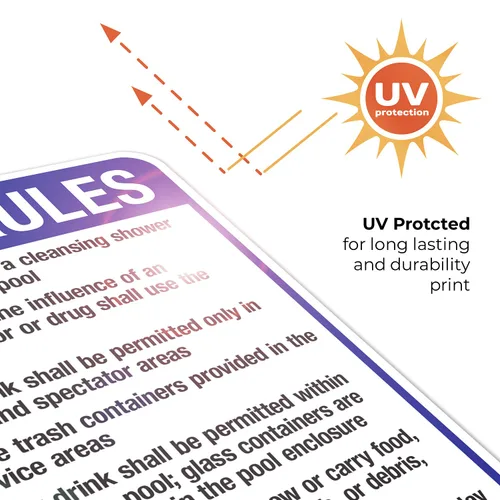 Vista 7 de New Mexico Pool Rules Sign, Complies with State of New Mexico Pool Safety