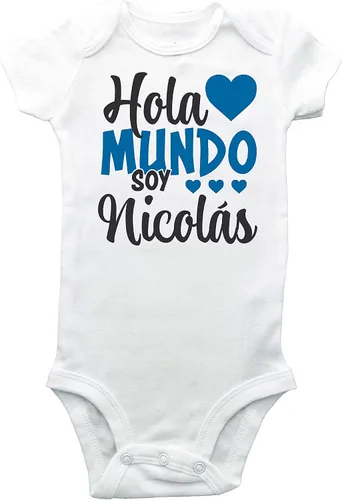 Vista 4 de Hola mundo body - Hola mundo body ESPAÑOL - Regalo para bebé - Body recién nacido - Traje de hospital - Body con nombre Español - Hospital