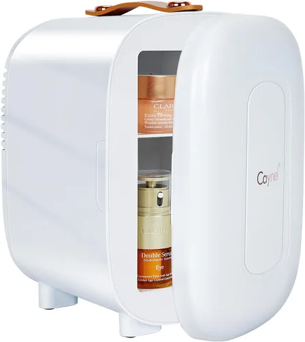 Vista 12 de Caynel - Minirrefrigerador termoeléctrico portátil (4 L/6 latas), CA/CC, enfriador y calentador para cosméticos, alimentos, bebidas y maquillaje