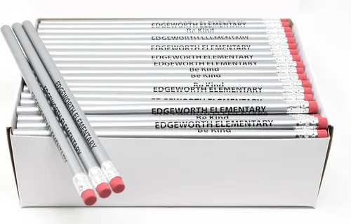 Vista 19 de Pencil Guy Lápices redondos impresos personalizados promocionales.-500 por caja Rosado