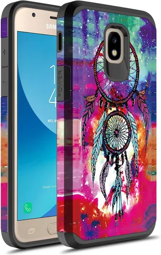 Vista 9 de Compatible con Samsung Galaxy J7, funda híbrida gráfica colorida armadura para SM-J737 (mandala colorido)