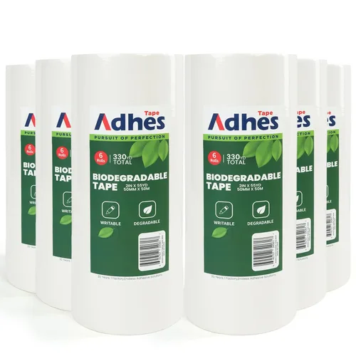 Vista 8 de ADHES - Cinta de papel kraft blanca, 2 pulgadas x 55 yardas, 3 rollos de cinta de papel resistente para escribir y sin recubrimiento, cinta