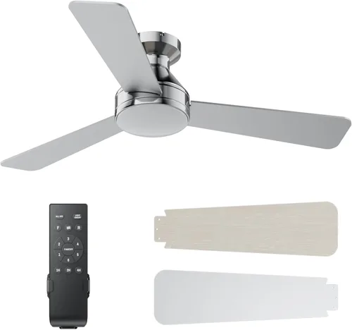 Vista 13 de Ventiladores de techo con luces, ventilador de techo de 42 pulgadas con luz y control remoto, ventiladores de techo de montaje empotrado de perfil