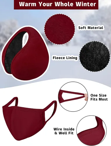 Vista 4 de Motarto Conjunto cálido de invierno, gorro de punto, bufanda y guantes calentadores de oídos, para hombres y mujeres, cubierta cálida para clima frío