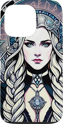 Vista 10 de iPhone 16 Skadi Diosa nórdica, mito vikingo nórdico, runas, estuche de arte nórdico