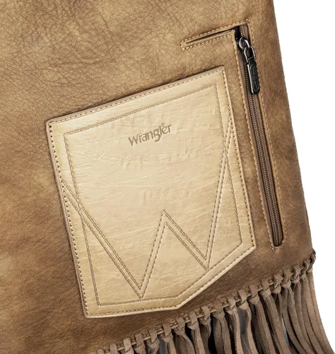 Vista 3 de Wrangler - Bolso de cuero con flecos para mujer, bolso hobo occidental, color turquesa, bolso de hombro