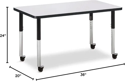Vista 2 de Jonti-Craft Berries 6478JCM180 - Mesa de actividades rectangular, altura M (20-31 pulgadas de altura ajustable, móvil), 24 x 36 pulgadas
