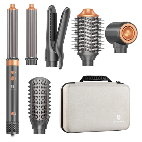Vista 12 de Estilizador de aire caliente, cepillo secador de pelo con iones negativos, rizadores de cabello con enrollado automático y flujo de aire, moldeador