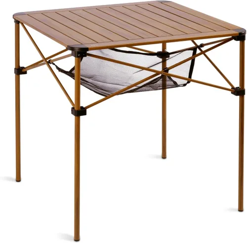Vista 13 de iClimb Alu ligero y estable. Mesa cuadrada plegable enrollable con bolsa de transporte para camping, picnic, patio trasero, barbacoa, campamento