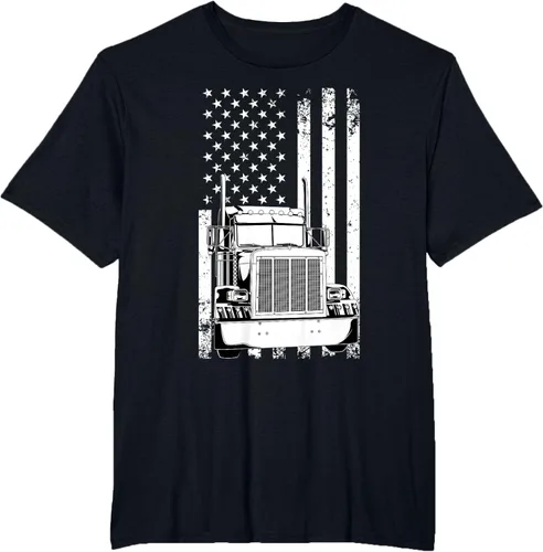 Vista 66 de Camión conductor bandera americana camionero vintage hombres mujeres regalo camiseta