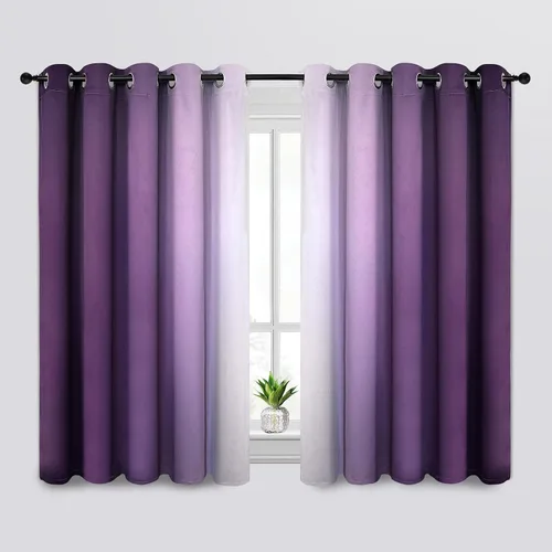 Vista 184 de SimpleHome Cortinas degradadas degradadas para oscurecer la habitación de 36 pulgadas de largo para dormitorio, con ojales y bloqueo de luz Negro