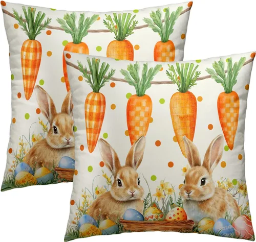 Vista 40 de Giwawa Juego de 2 fundas de almohada de calabaza otoñal de 16 x 16 pulgadas, fundas de cojín de algodón de madera de girasol para sofá, patio