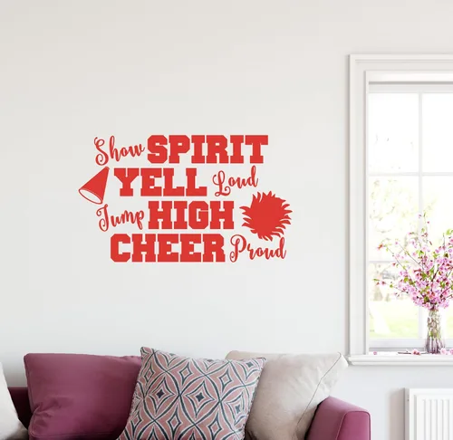 Vista 5 de 38"x24" Show Espíritu Yell Loud Jump alta Cheer orgullosos pompones animadora del megáfono calcomanía decorativo para pared arte mural decoración