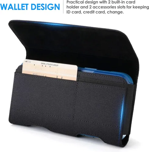 Vista 4 de Mopaclle Funda Tipo Holster de Nylon para Teléfono con Clip para Cinturón para iPhone 17 Pro / 17, iPhone 16 Pro 16, 15 Pro 15, iPhone 14, 14 Pro