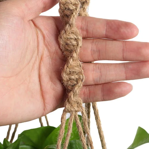 Vista 4 de Vpang - 2 piezas de macramé para colgar en la pared, soporte para macetas de doble nivel, cuerda de yute para decoración interior y exterior, 55
