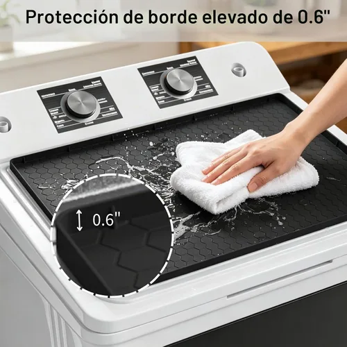 Vista 3 de Alfombrilla protectora superior para secadora, color negro, 25 x 19 pulgadas, silicona, 1 paquete antideslizante