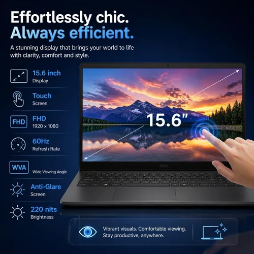 Vista 4 de Laptop Dell 15.6 Plus con pantalla táctil, Intel Ultra 7, RAM DDR5 de 16 GB, SSD de 512 GB