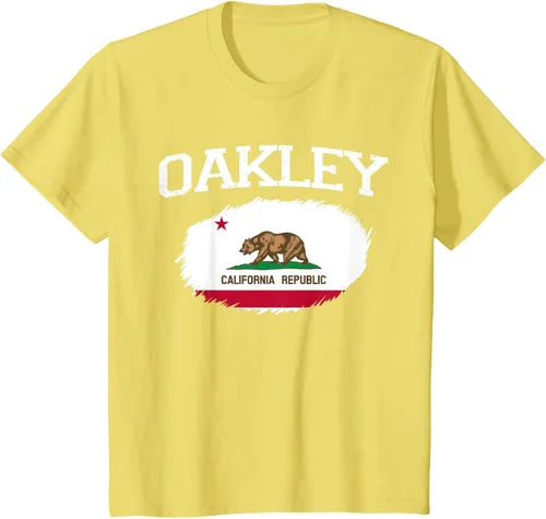 Vista 82 de OAKLEY CA CALIFORNIA Flag Vintage USA Sports Hombre Mujer Camiseta, Negro