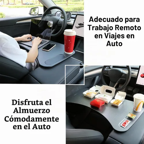 Vista 3 de Bandeja de alimentos para Tesla Model Y 3 para computadora portátil, mesa plegable para el coche, para comer, viaje, bandeja multiusos