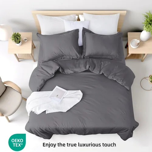 Vista 28 de Juego de funda de edredón Twin/Twin-XL, 100% algodón egipcio, juego de ropa de cama de 2 piezas - 1 funda de edredón (sin relleno) con 1 funda