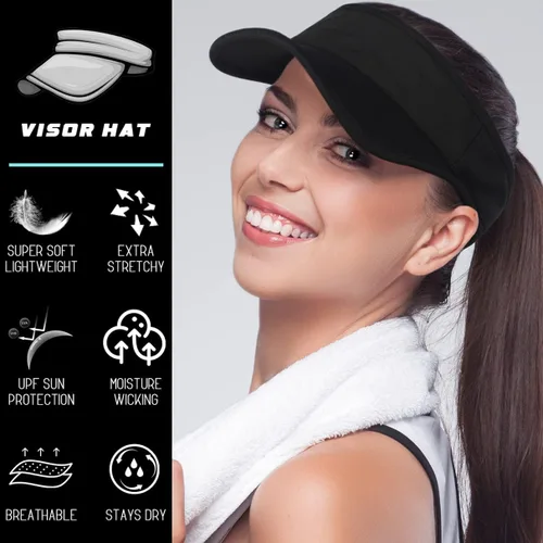 Vista 3 de Wimdream Viseras de correr para mujer para tenis y deportes, cintas ligeras y reflectantes, técnicas de secado rápido