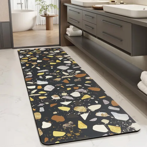 Vista 13 de MontVoo -Tapete de baño-Alfombras de baño delgadas antideslizantes para debajo de la puerta- Superficie de gamuza sintética absorbente, de secado