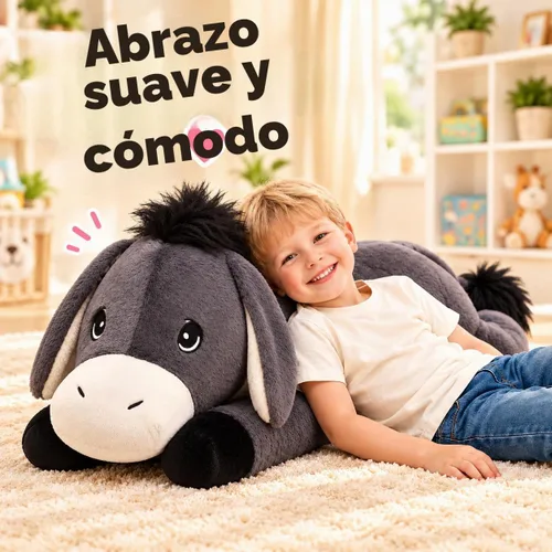Vista 9 de IKASA Peluche de burro gigante de 33 pulgadas, súper suave, sin cremallera Burro gris oscuro
