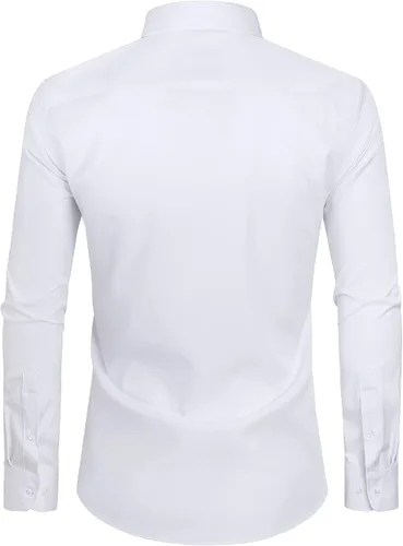 Vista 3 de Alimens & Gentle Camisas de vestir de manga larga para hombre, camisas de vestir ajustadas para hombre, camisa con botones para hombre, talla grande
