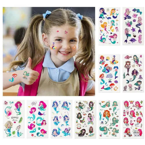 Vista 3 de Habett Tatuajes temporales para niños, 60 hojas de estilos mixtos de tatuajes temporales para niñas y niños, dinosaurios espaciales, tatuajes