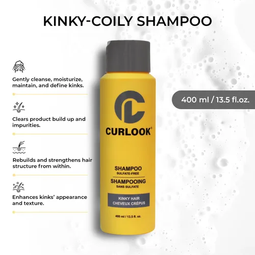 Vista 3 de Champú para cabello rizado Sin sulfato - 13.5 fl oz (13.5 onzas) Limpia suavemente, hidrata, mantiene y define los torceduras Productos