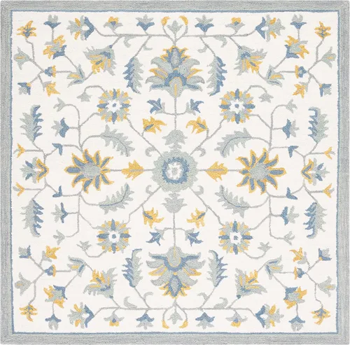 Vista 10 de SAFAVIEH Metro Collection - Alfombra de pasillo de 2 pies 3 pulgadas x 9 pies, marfil y azul, lana hecha a mano, ideal para zonas de alto tráfico