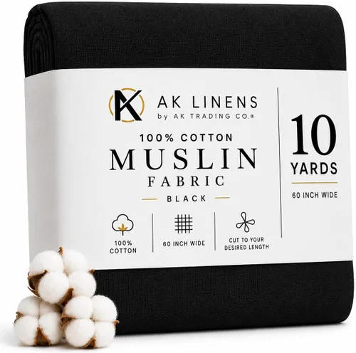 Vista 7 de AK TRADING CO. Tela de muselina/textil, tela drapeada, color negro, peso medio de 1 yarda, 100% algodón (60 pulgadas de ancho)