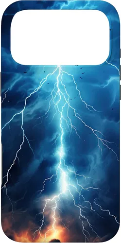 Vista 22 de iPhone 13 Pro Max Cool Blue Lightning Bolt Storm Funda de arte gráfico Wild Nature Sky