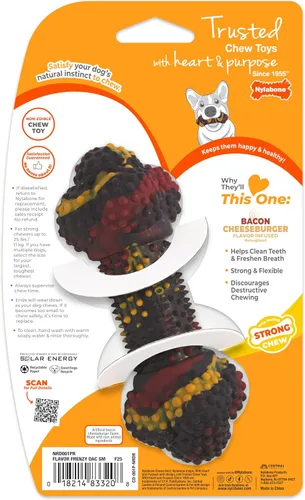 Vista 7 de Nylabone Flavor Frenzy Juguete para morder para perros con sabor a hamburguesa con queso y tocino, S