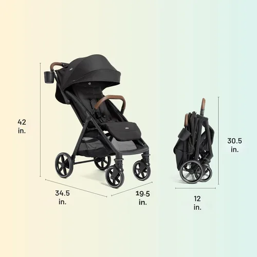 Vista 9 de Joie Nutmeg - Cochecito de viaje compacto, ligero, con plegado con una sola mano, reclinable, multiposición, para recién nacidos a niños pequeños
