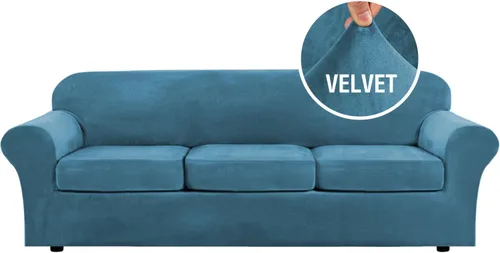 Vista 8 de H.VERSAILTEX - Funda elástica para sofá de 2 piezas, funda protectora de terciopelo, suave, con parte inferior elástica, con un ancho de hasta 49